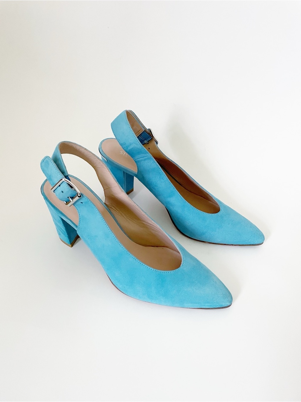 Stuart WEITZMAN blue suede slingback pumps size 7.5 - Picture 4 of 13